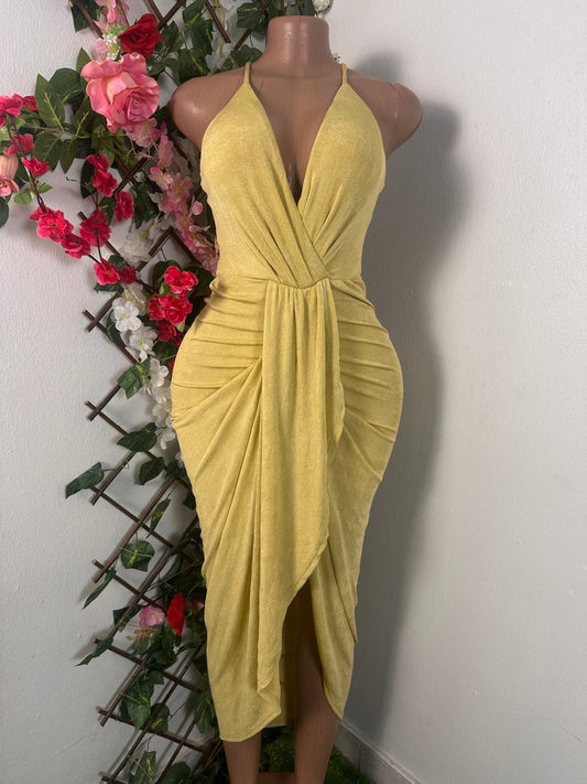 Robe élégante à fine bretelle drapé - Perluna Store