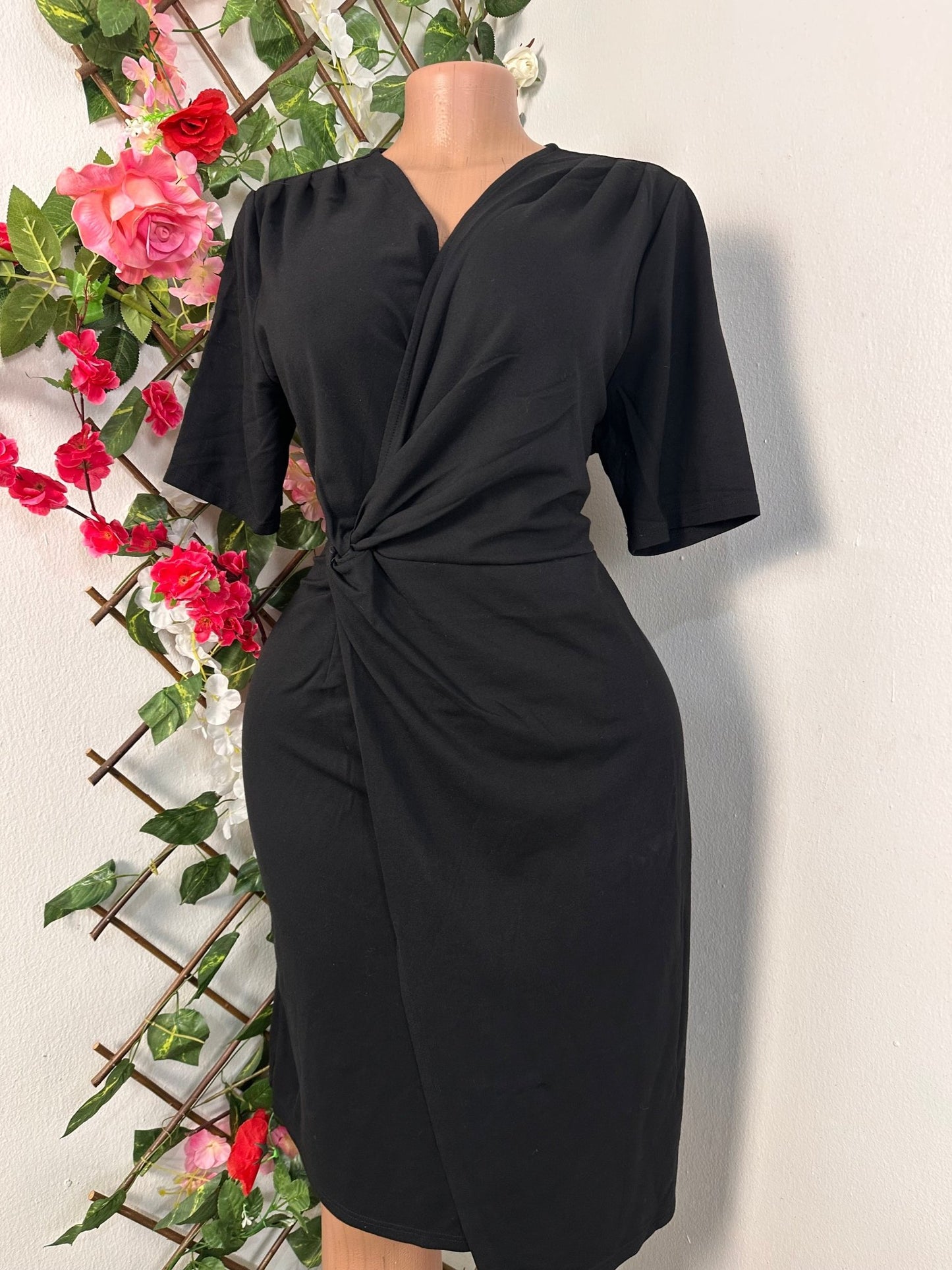 Robe croisée drapé à manche courte - Perluna Store