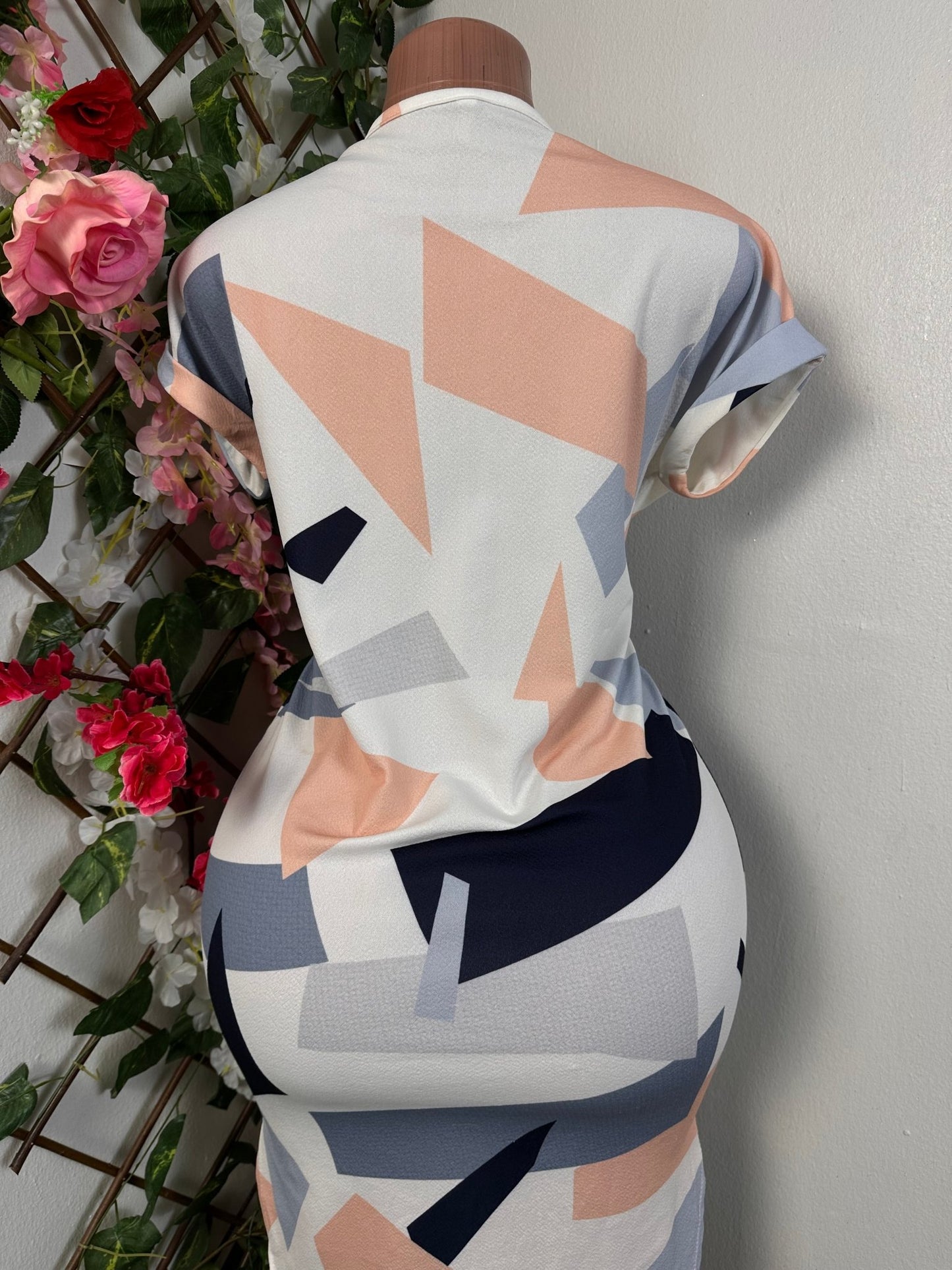 Robe légère décontracté colle rond demi ouvert mini manche retroussé - Perluna Store