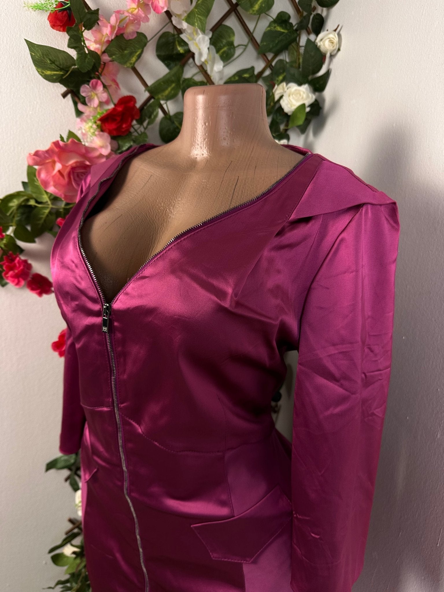 Robe de fête élégante a fermeture éclaire manche 3/4 - Perluna Store