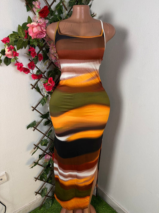 Robe moulante à fine bretelle avec fente - Perluna Store