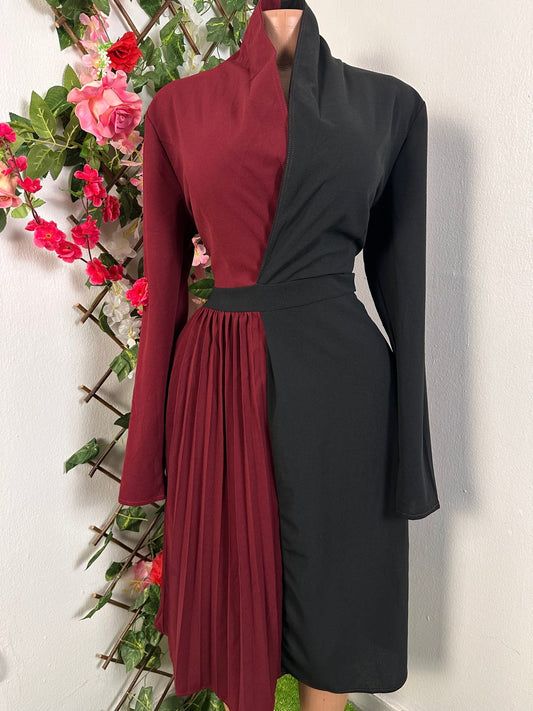 Robe 2 temps manche longue colle remonté mi longue - Perluna Store