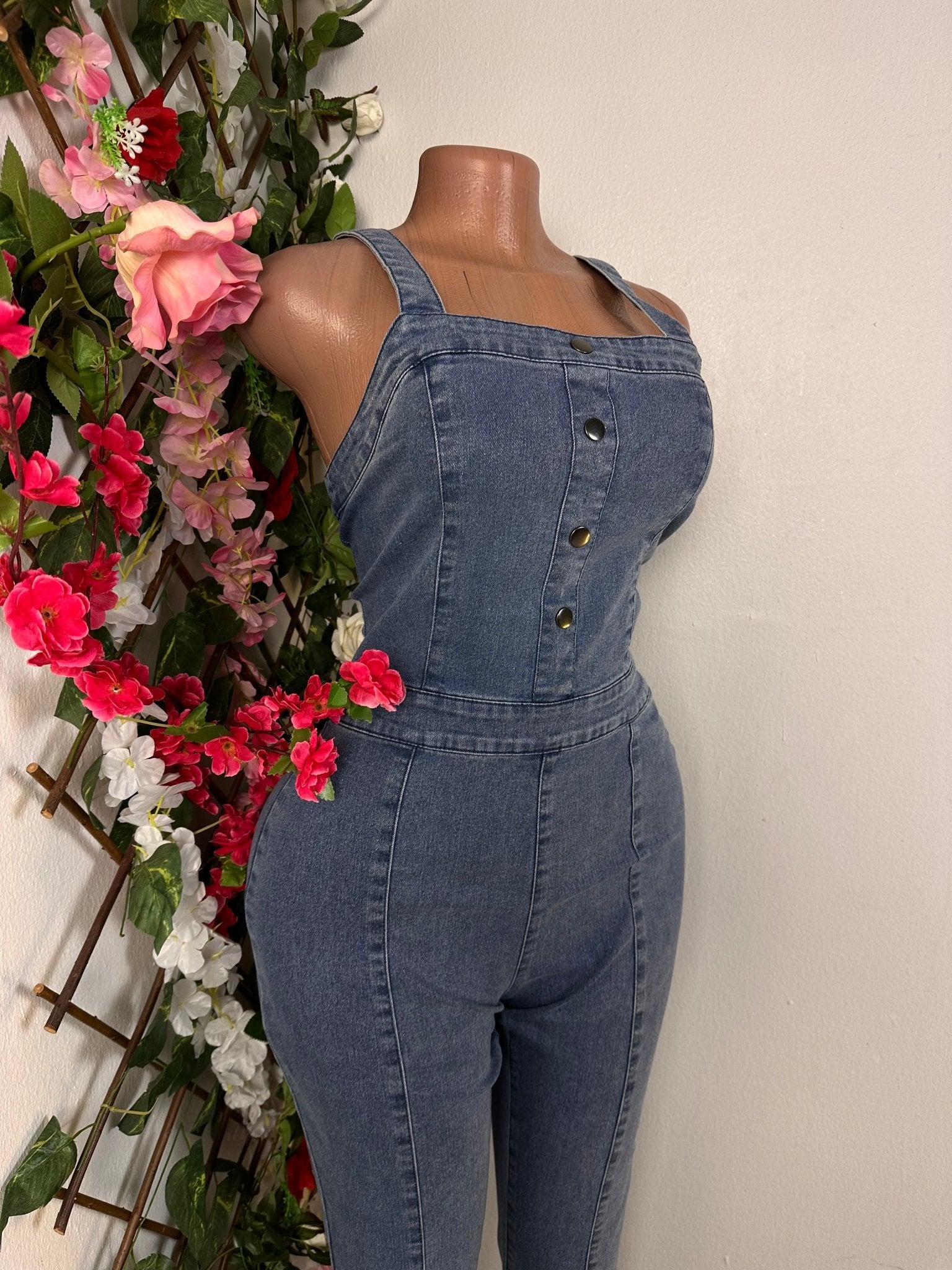 Combinaison en Jeans à bretelle à fermeture éclaire - Perluna Store