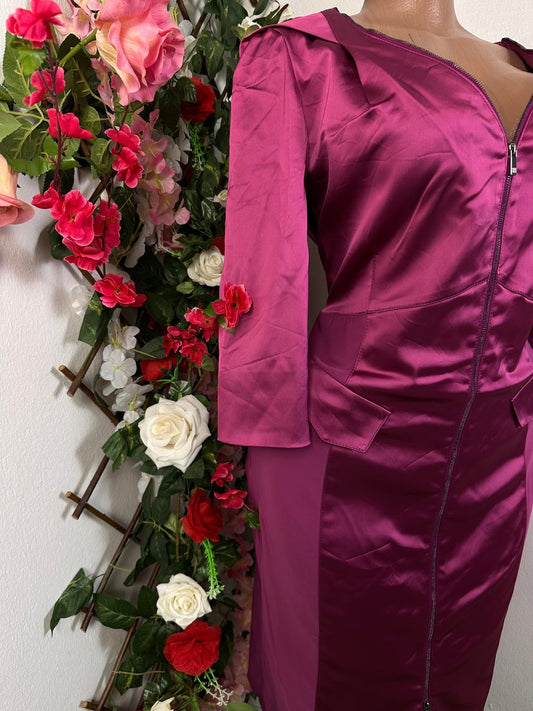 Robe de fête élégante a fermeture éclaire manche 3/4 - Perluna Store