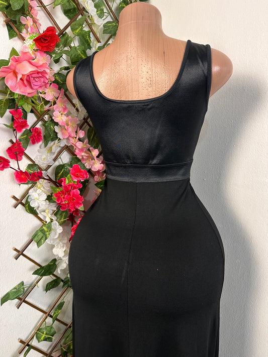 Robe longue top en satin colle en carré - Perluna Store