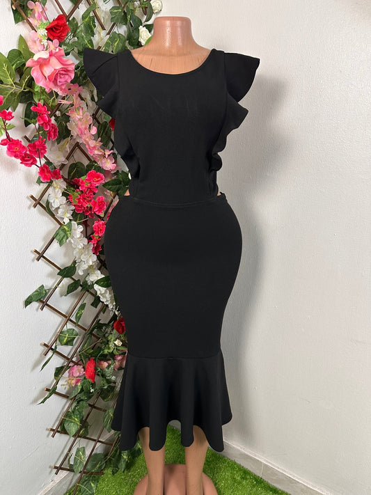 Robe moulante évasée sans manche à dos ouvert - Perluna Store