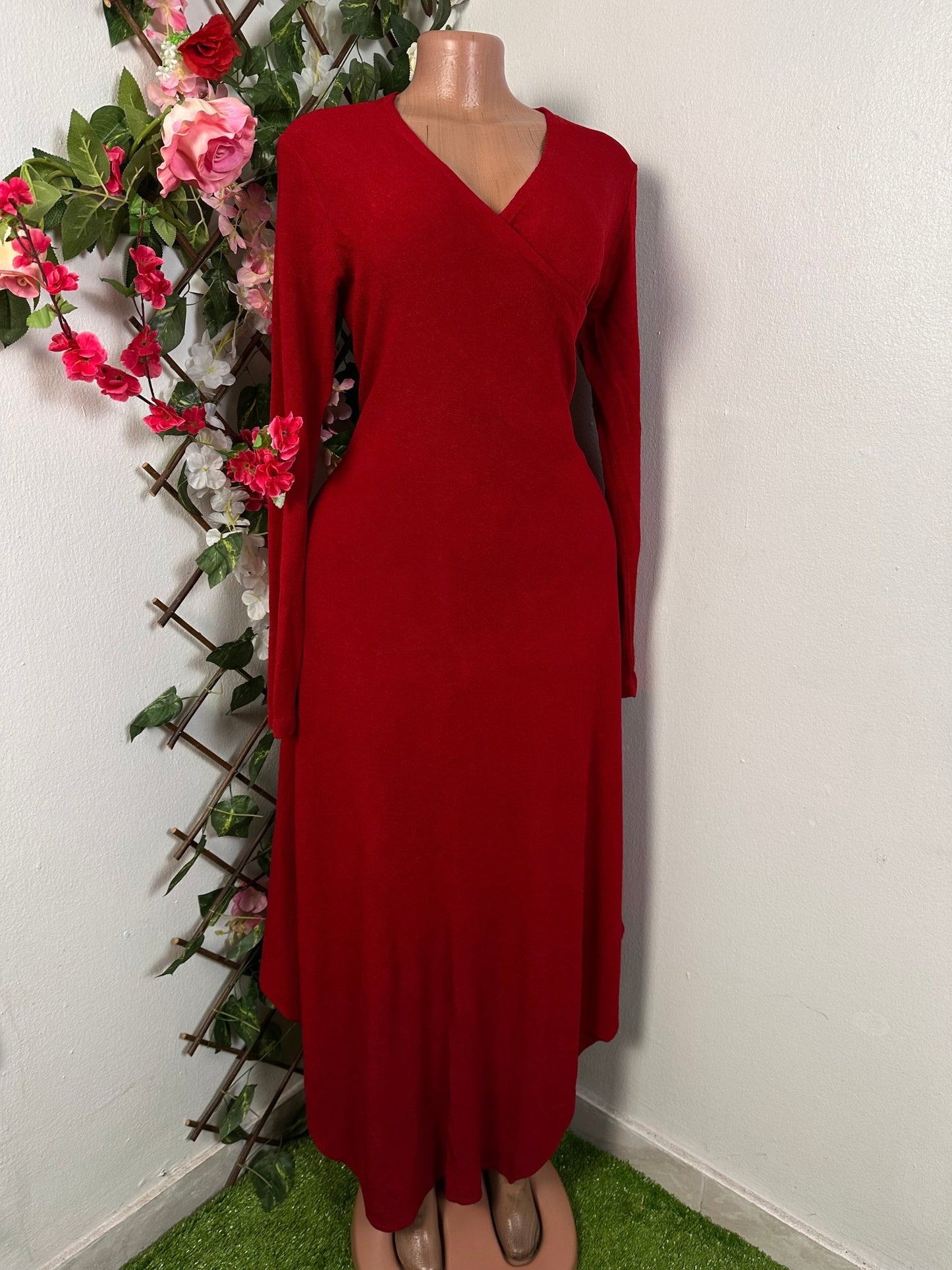 Robe longue confortable à colle en V - Perluna Store