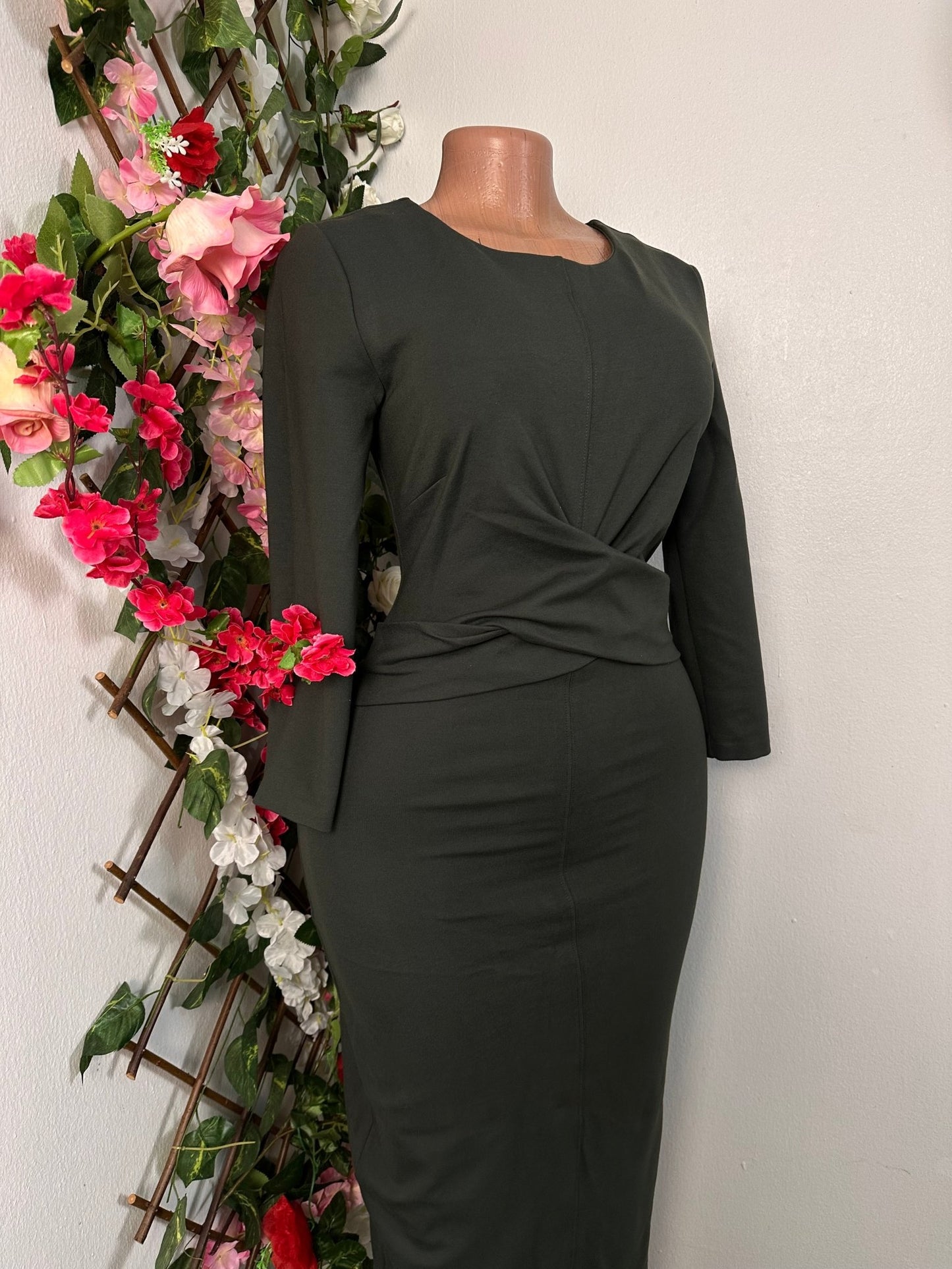 Robe moulante mi longue à colle rond manche longue - Perluna Store