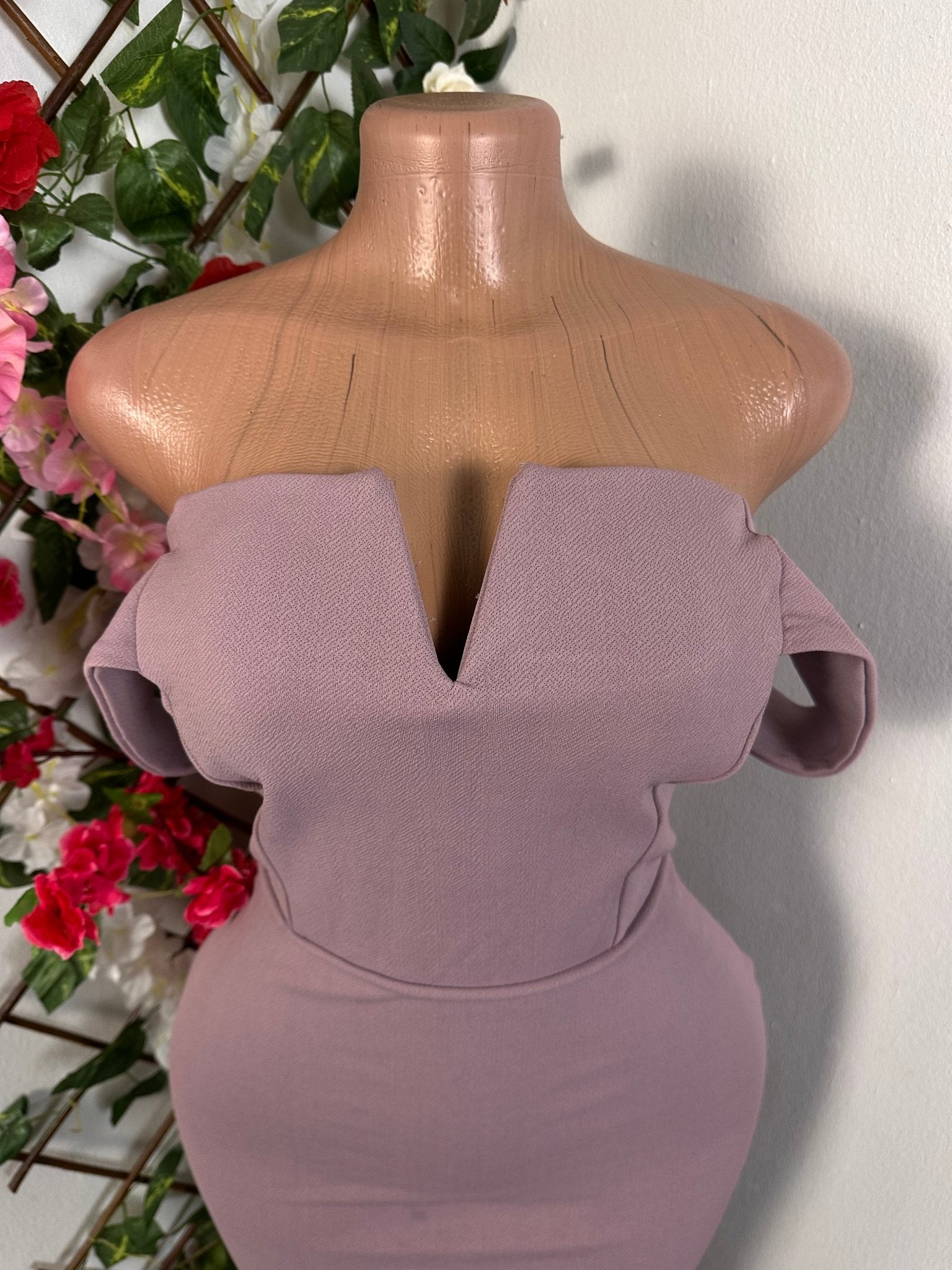 Robe moulante mi longue colle en bateau - Perluna Store