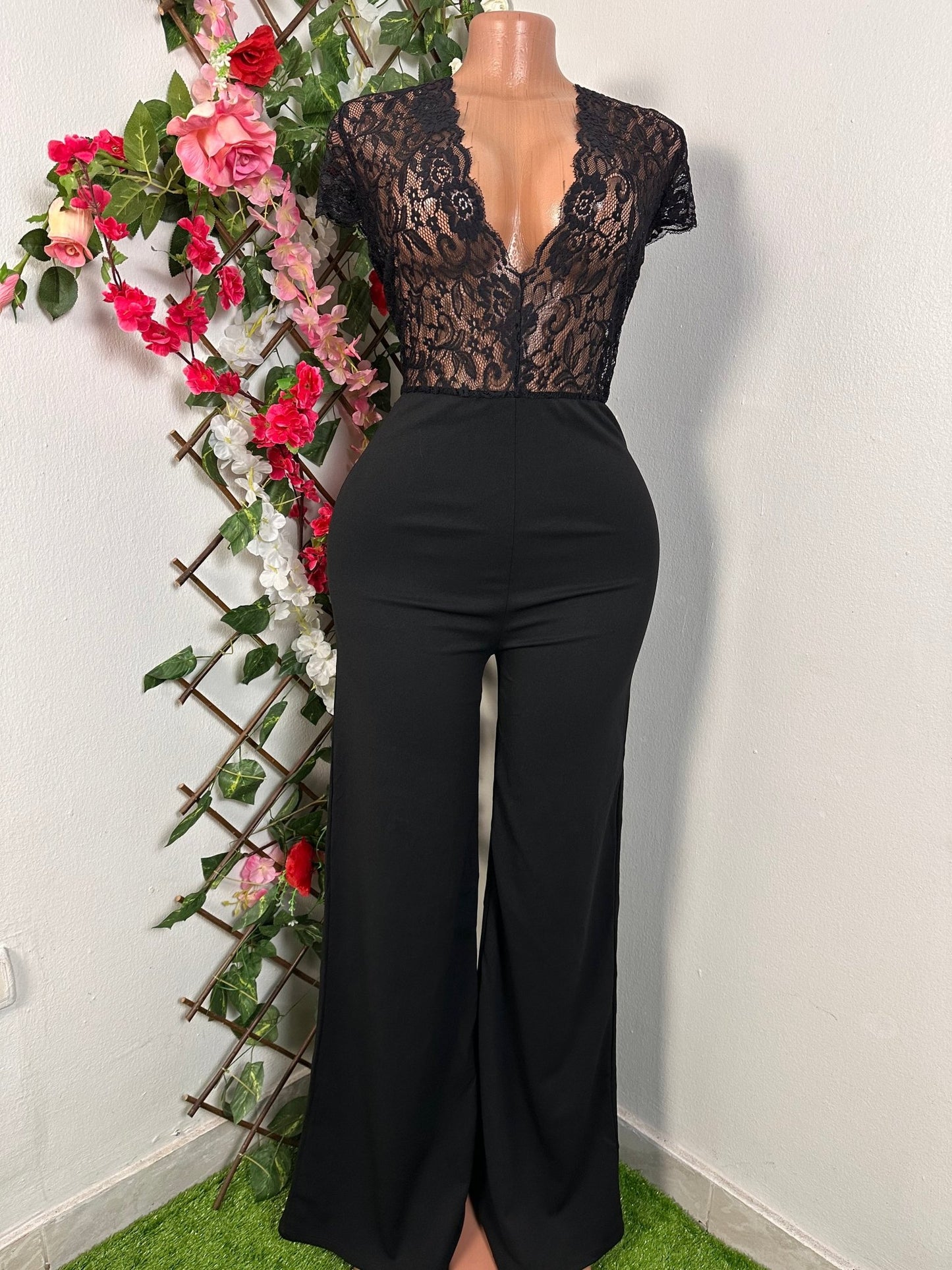 Combinaison jambe évasée top en dentelle - Perluna StorePerluna Store