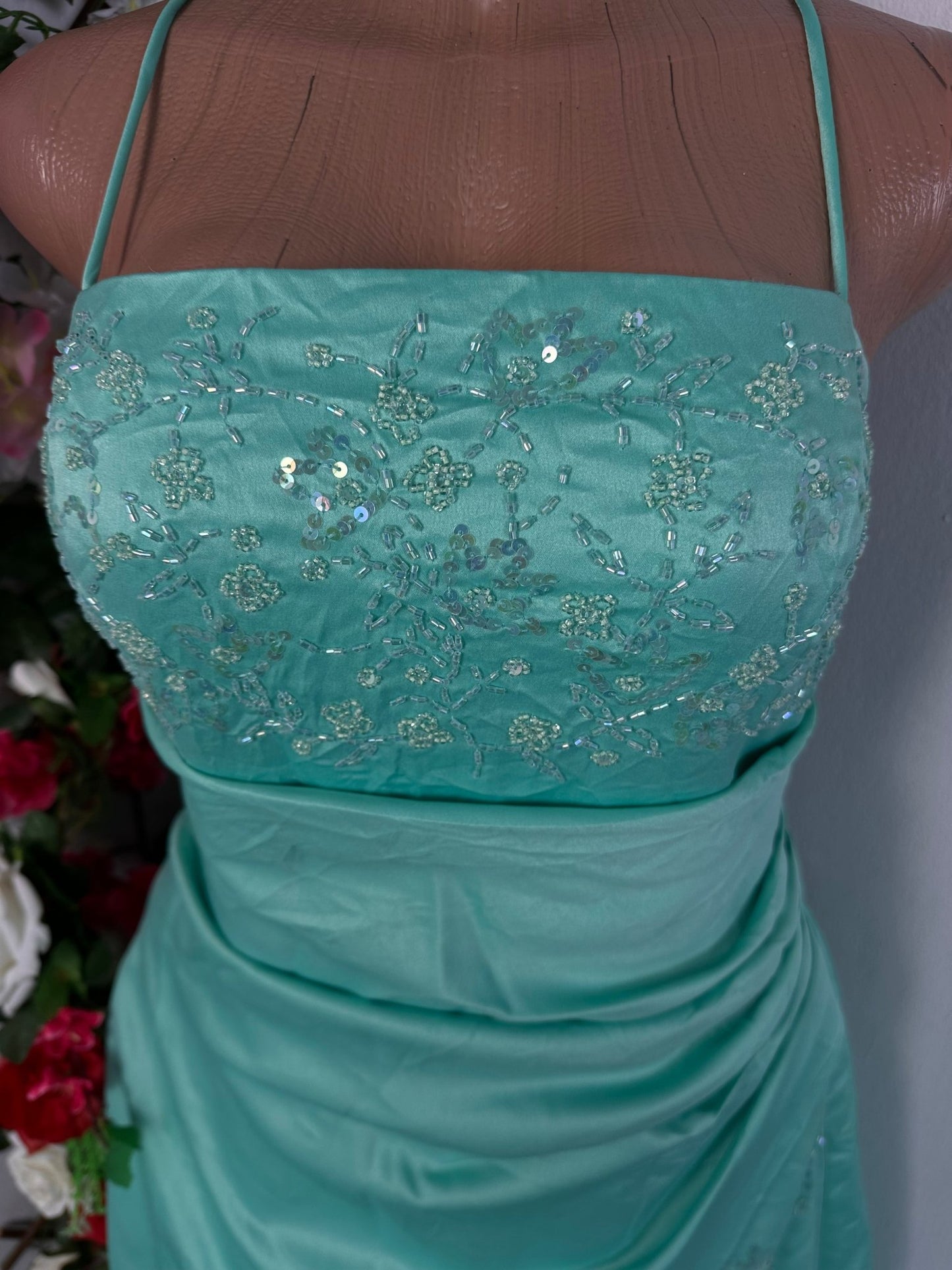 Robe de fête longue a fine brelle buste en paillette - Perluna Store