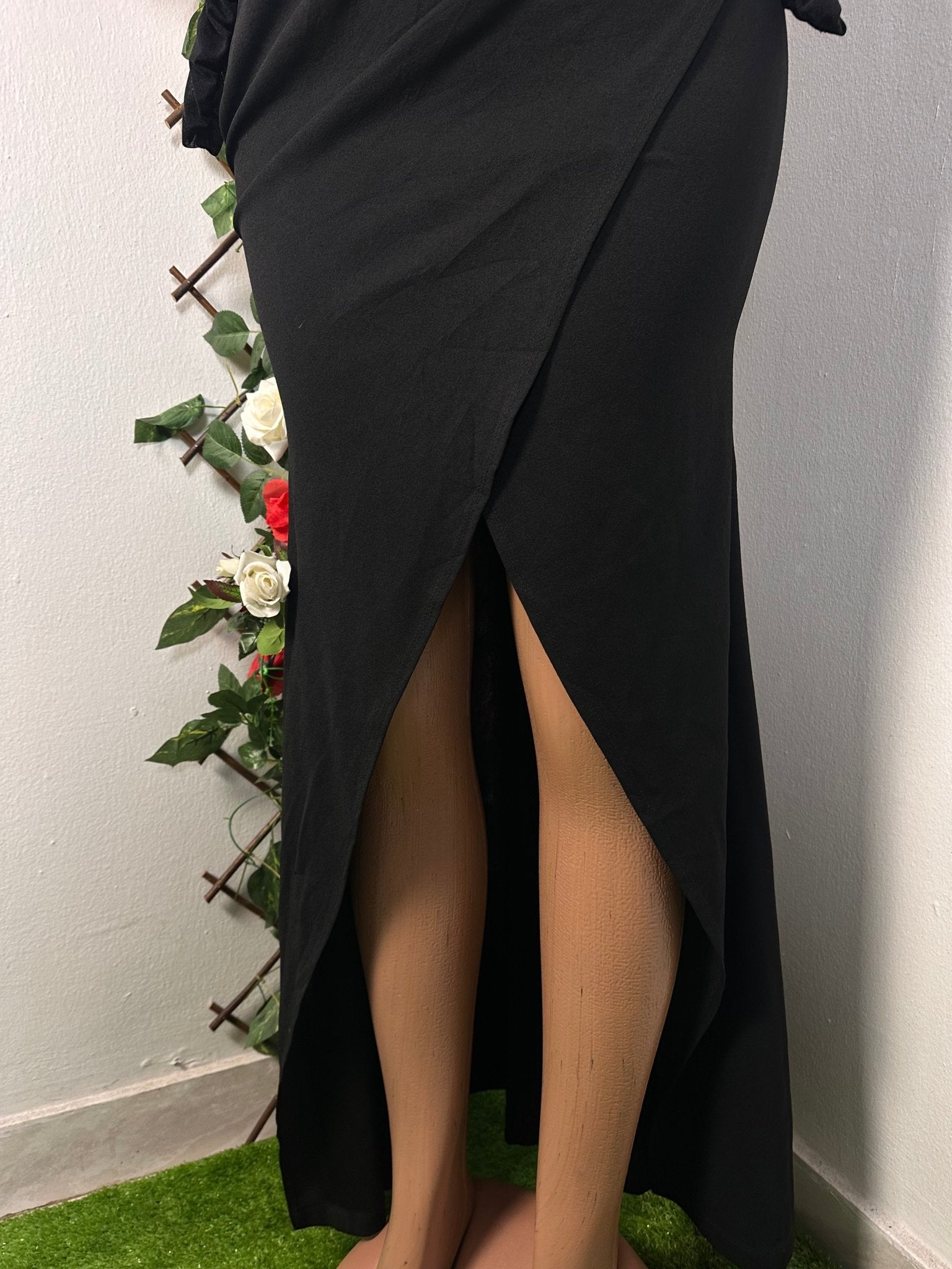 Robe élégante moulante longue manche en voile décolleté bardeau - Perluna Store