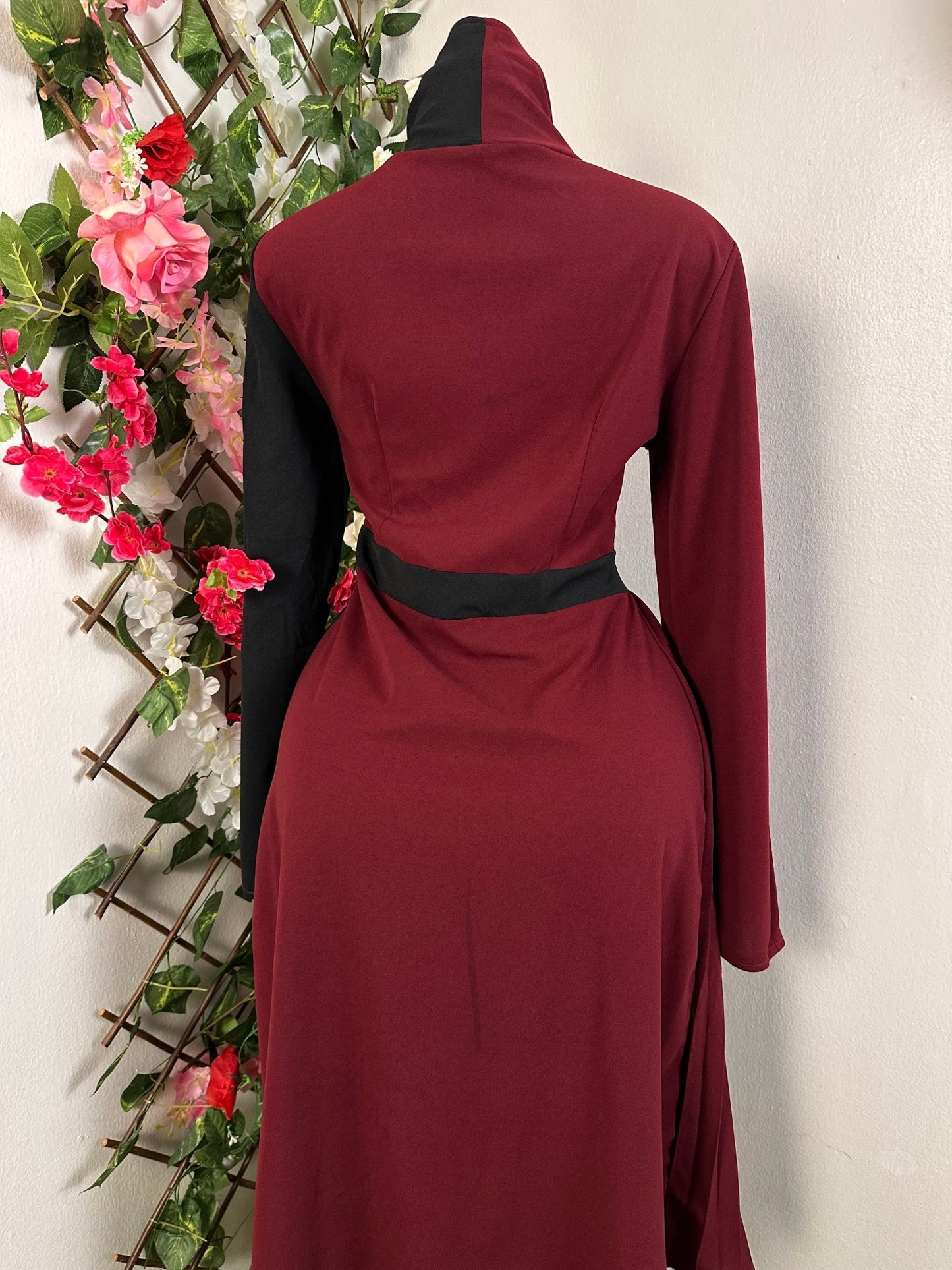 Robe 2 temps manche longue colle remonté mi longue - Perluna Store