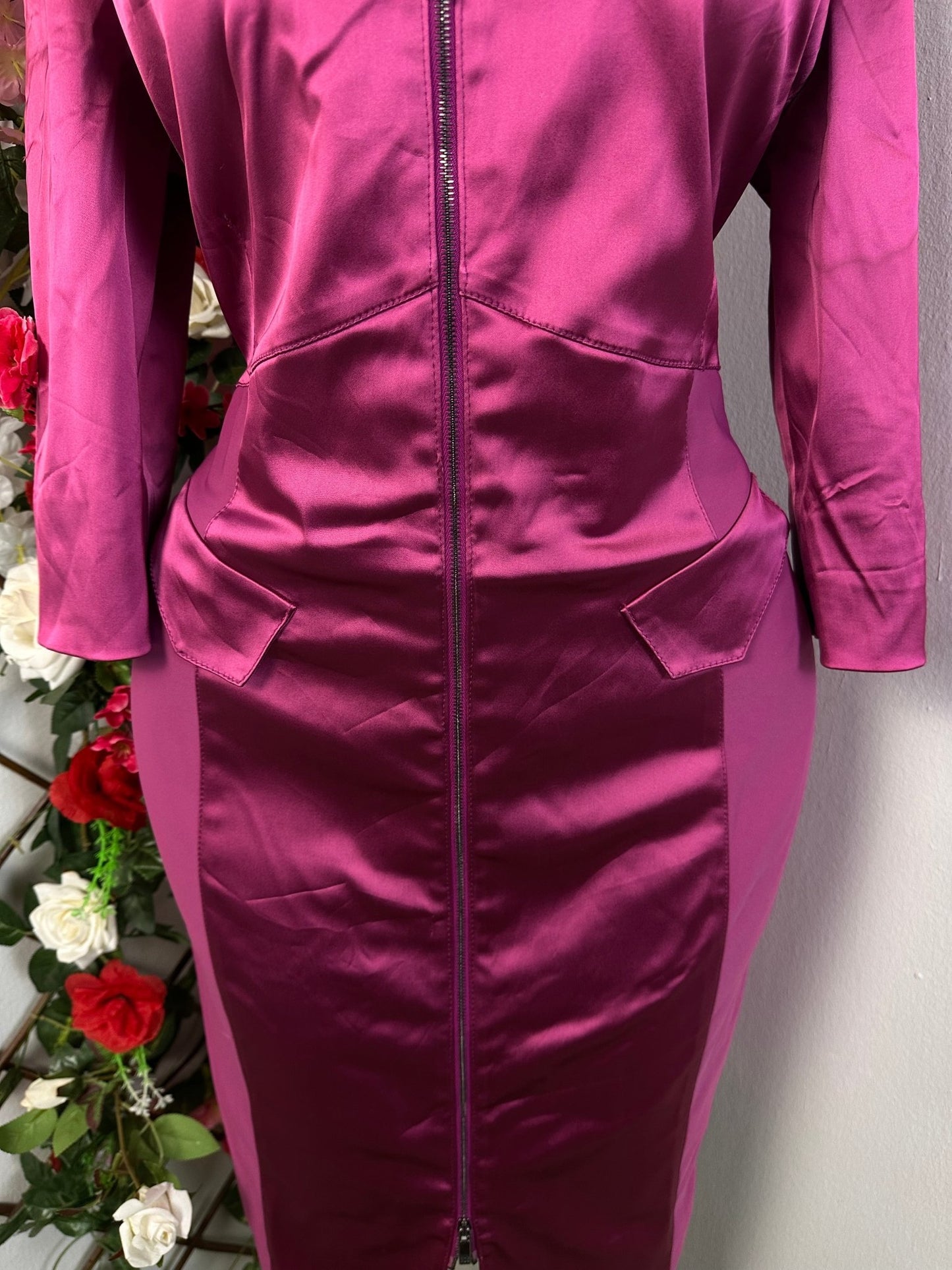 Robe de fête élégante a fermeture éclaire manche 3/4 - Perluna Store