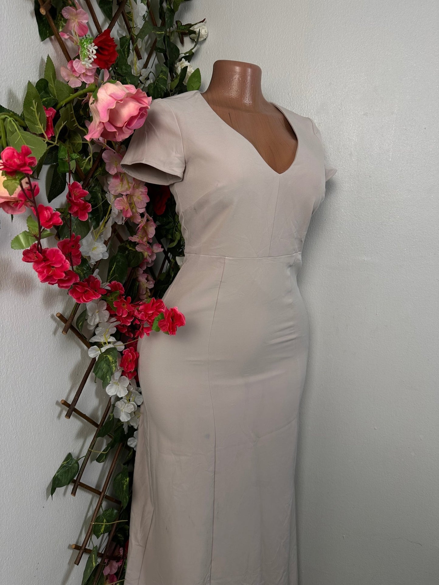 Robe droite longue colle en cœur manche mi courte - Perluna Store