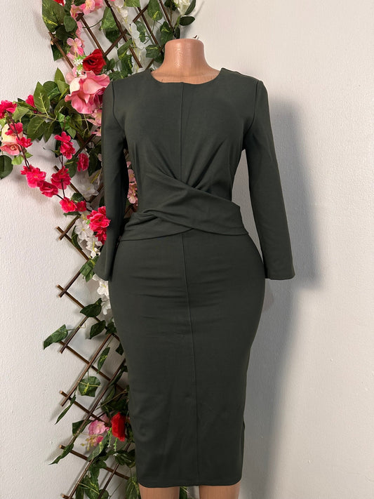 Robe moulante mi longue à colle rond manche longue - Perluna Store