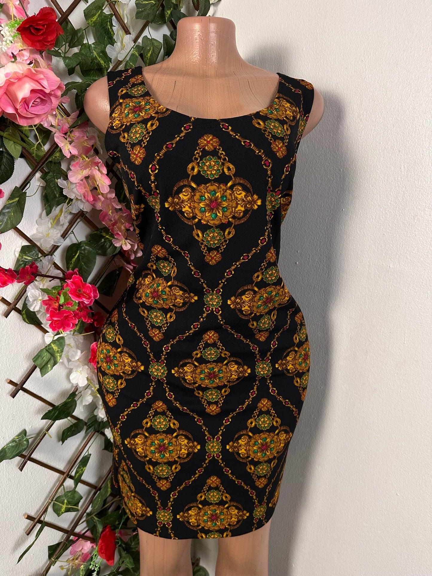 Robe moulante courte à imprimé sans manche - Perluna Store