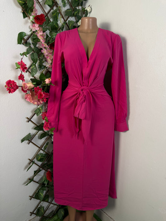 Robe longue à noeud long manche