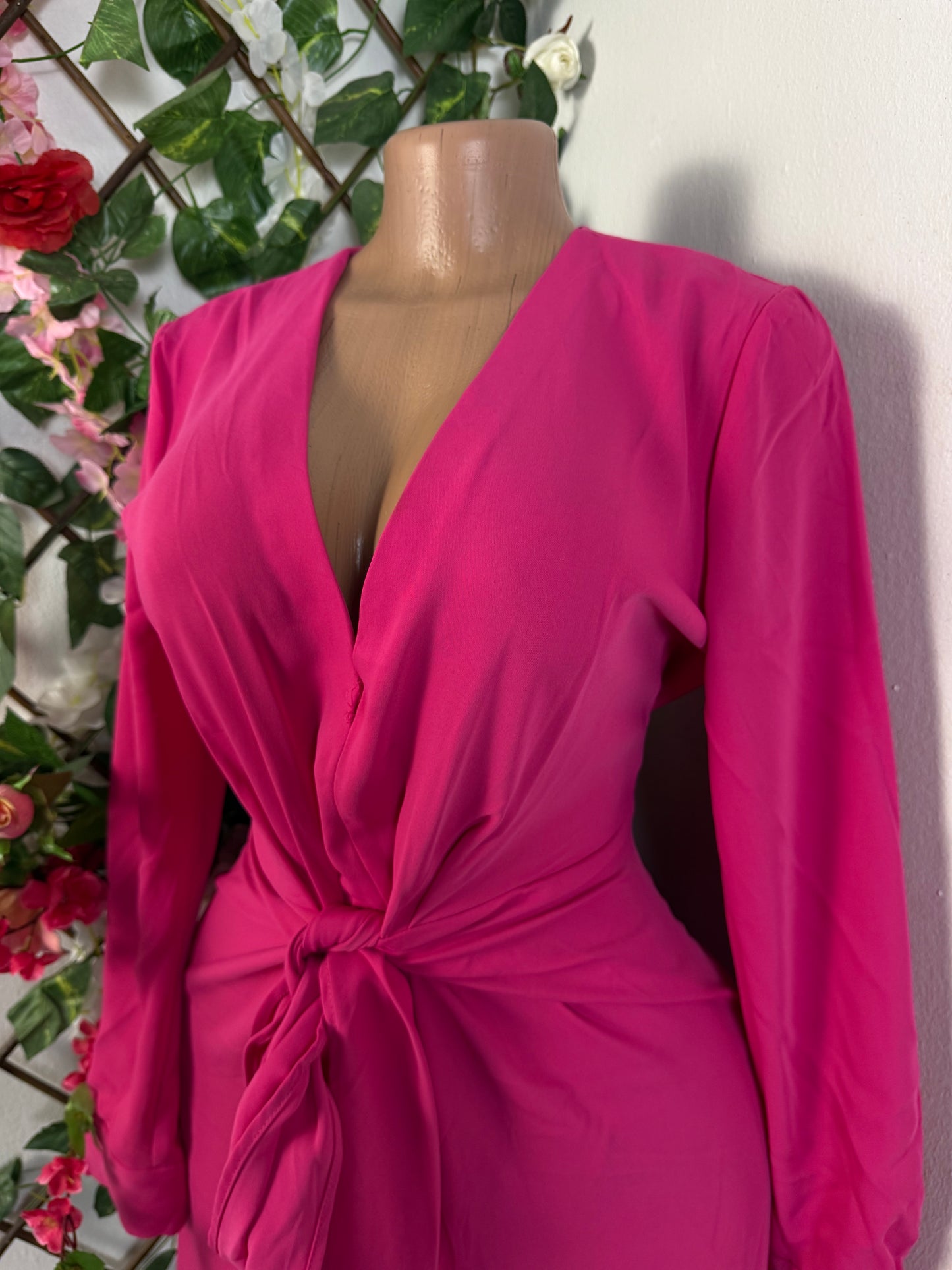 Robe longue à noeud long manche