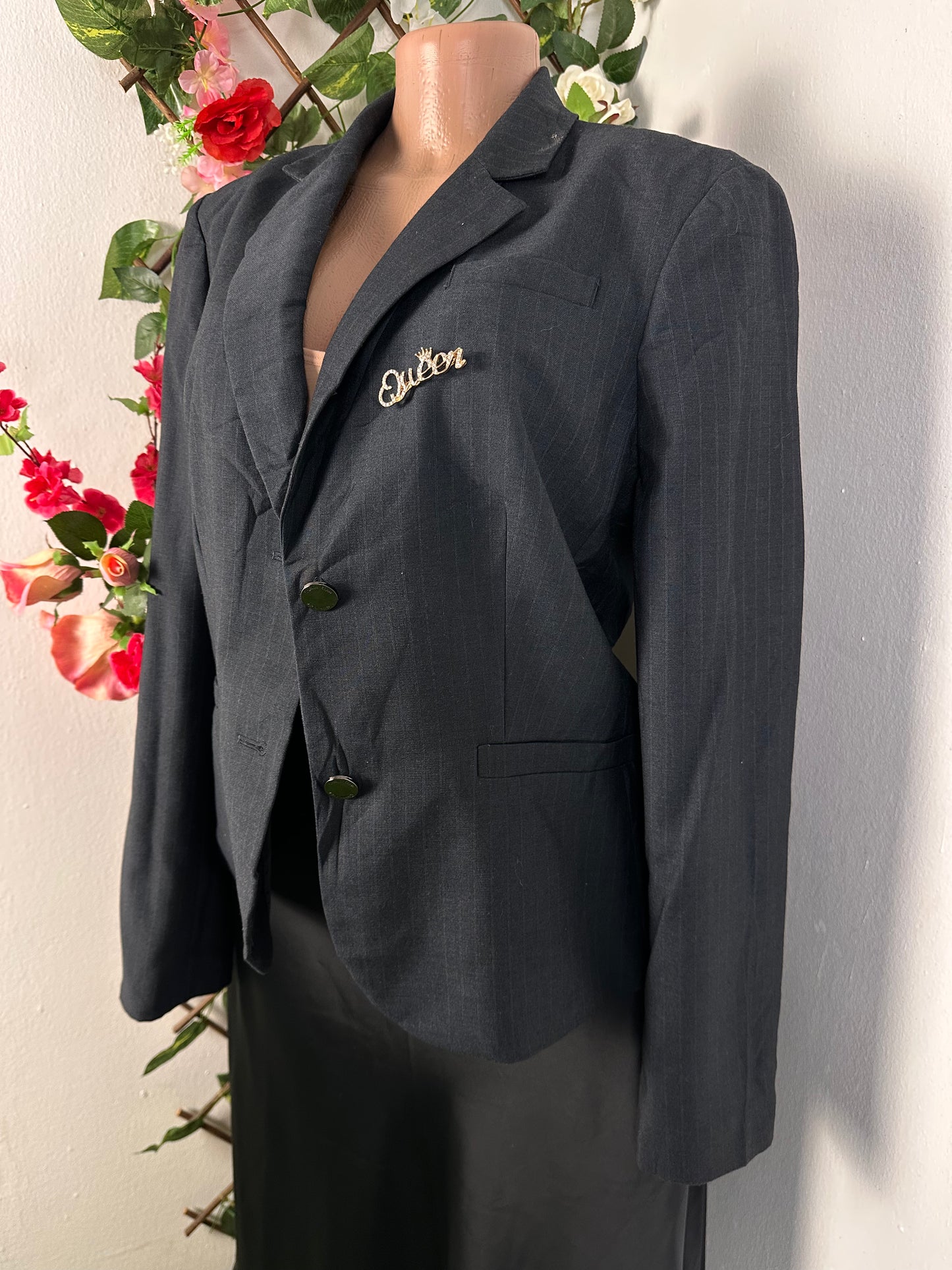 Veste de bureau classique pour femme couleur gris foncée