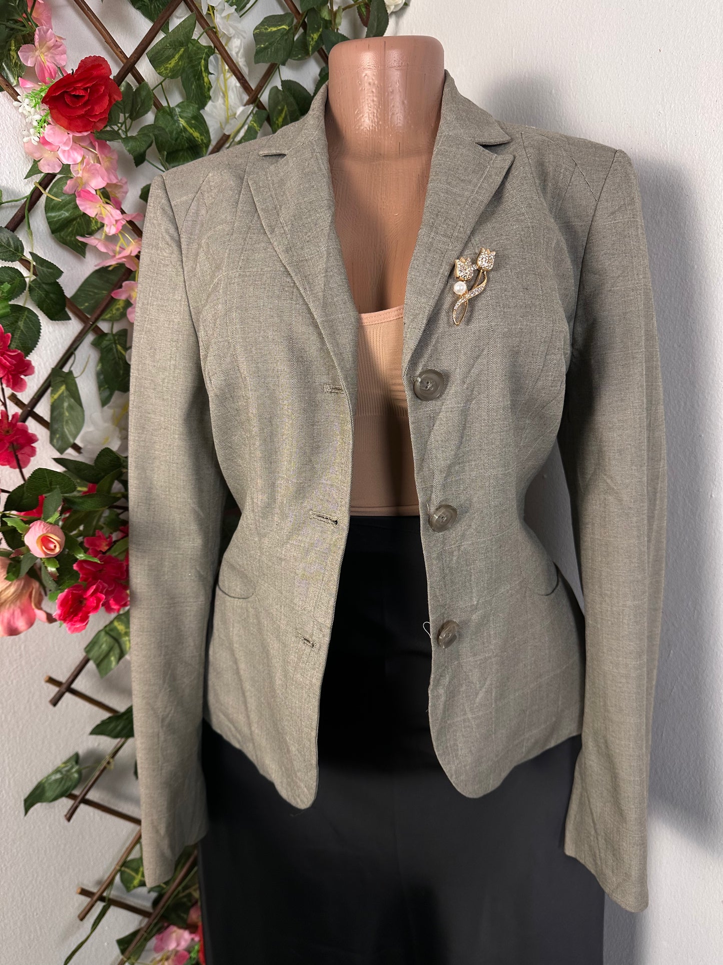 Veste blazer pour femme couleur gris à 3 bouton