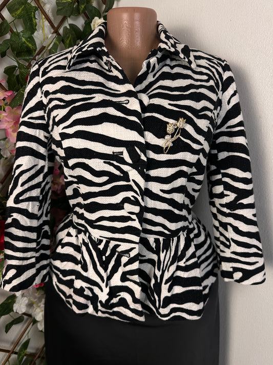 Veste à imprimé zèbre noir et blanc