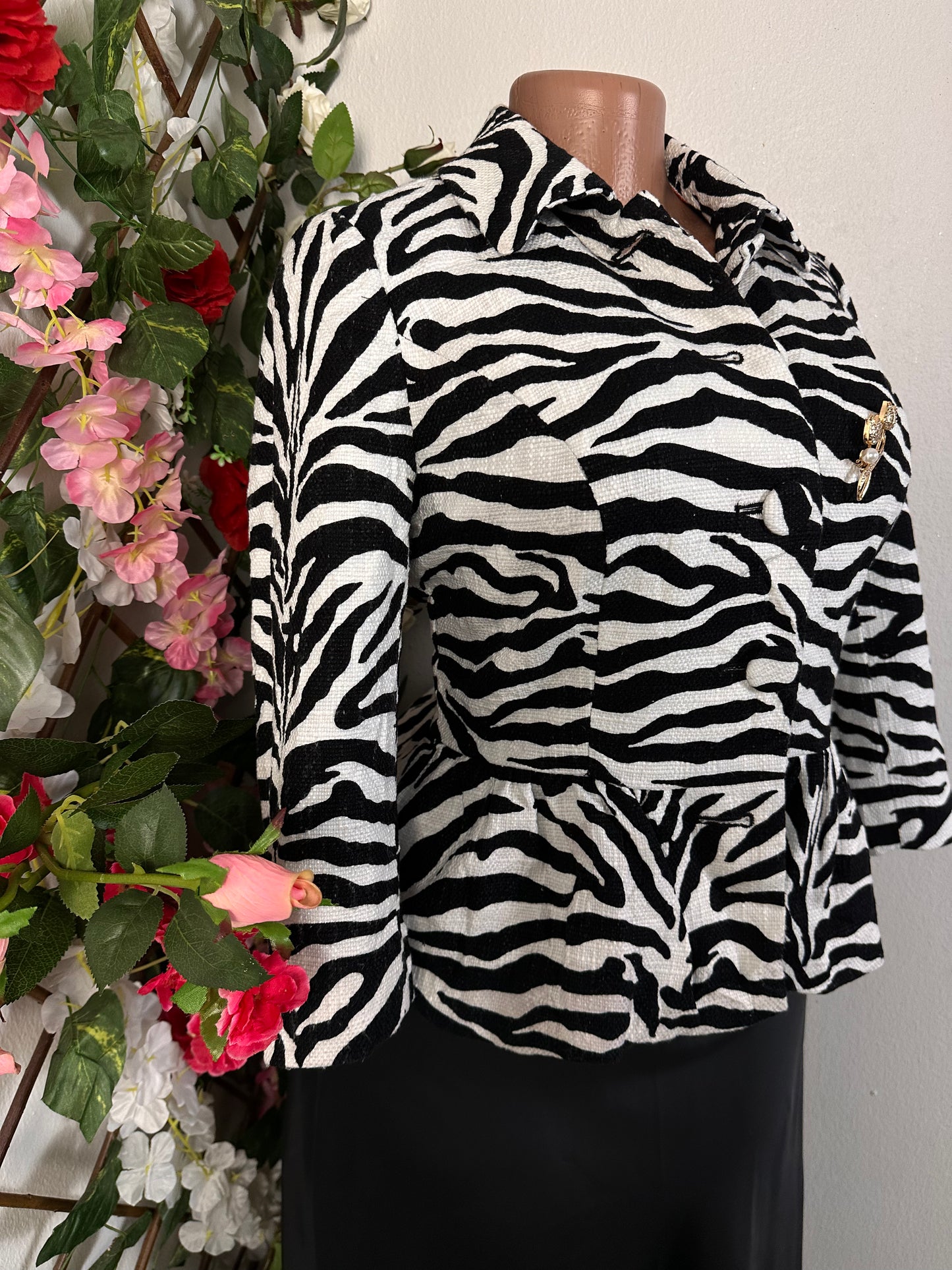 Veste à imprimé zèbre noir et blanc