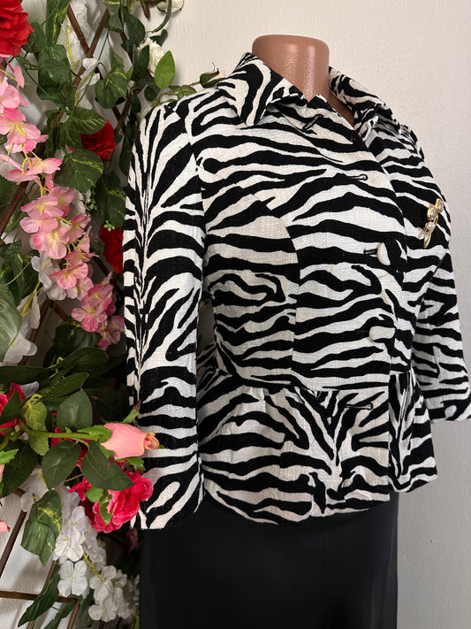 Veste à imprimé zèbre noir et blanc
