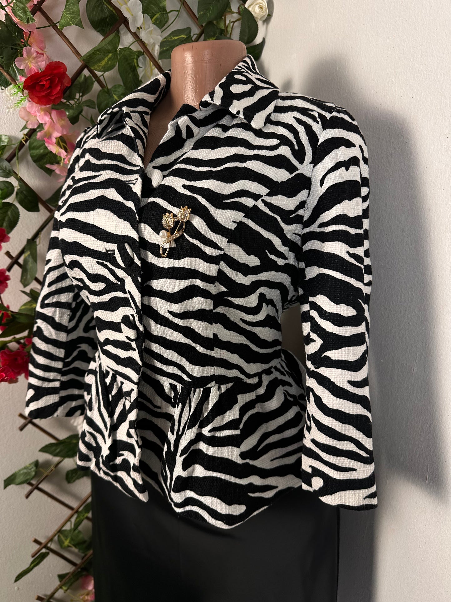 Veste à imprimé zèbre noir et blanc