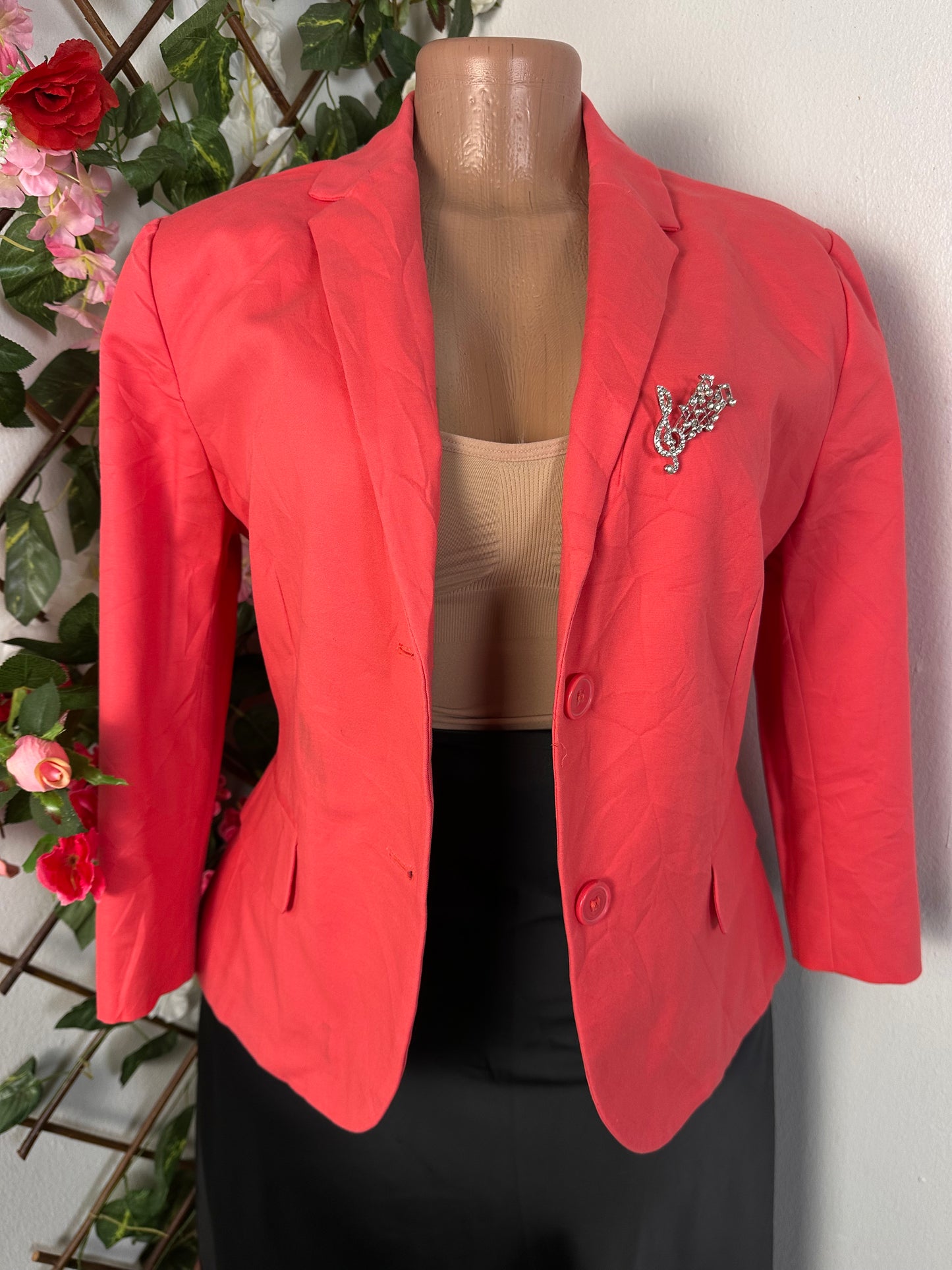 Veste blazer court pour femme couleur orange