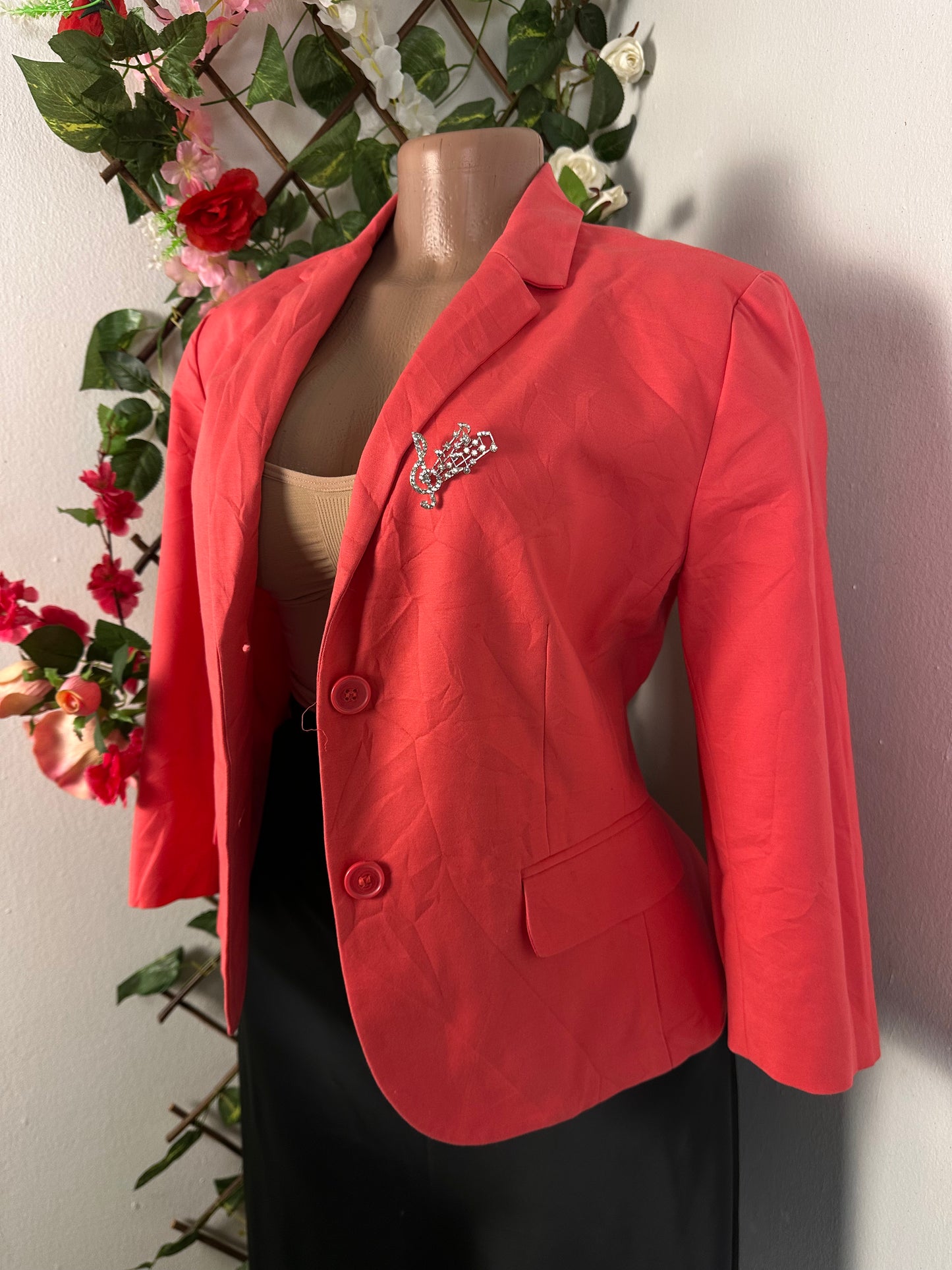Veste blazer court pour femme couleur orange