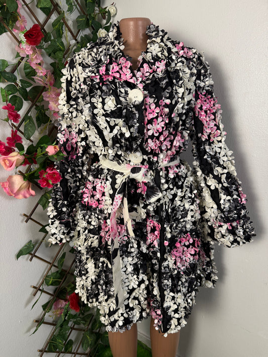 Robe mentaux courte ceinture avec de fleure