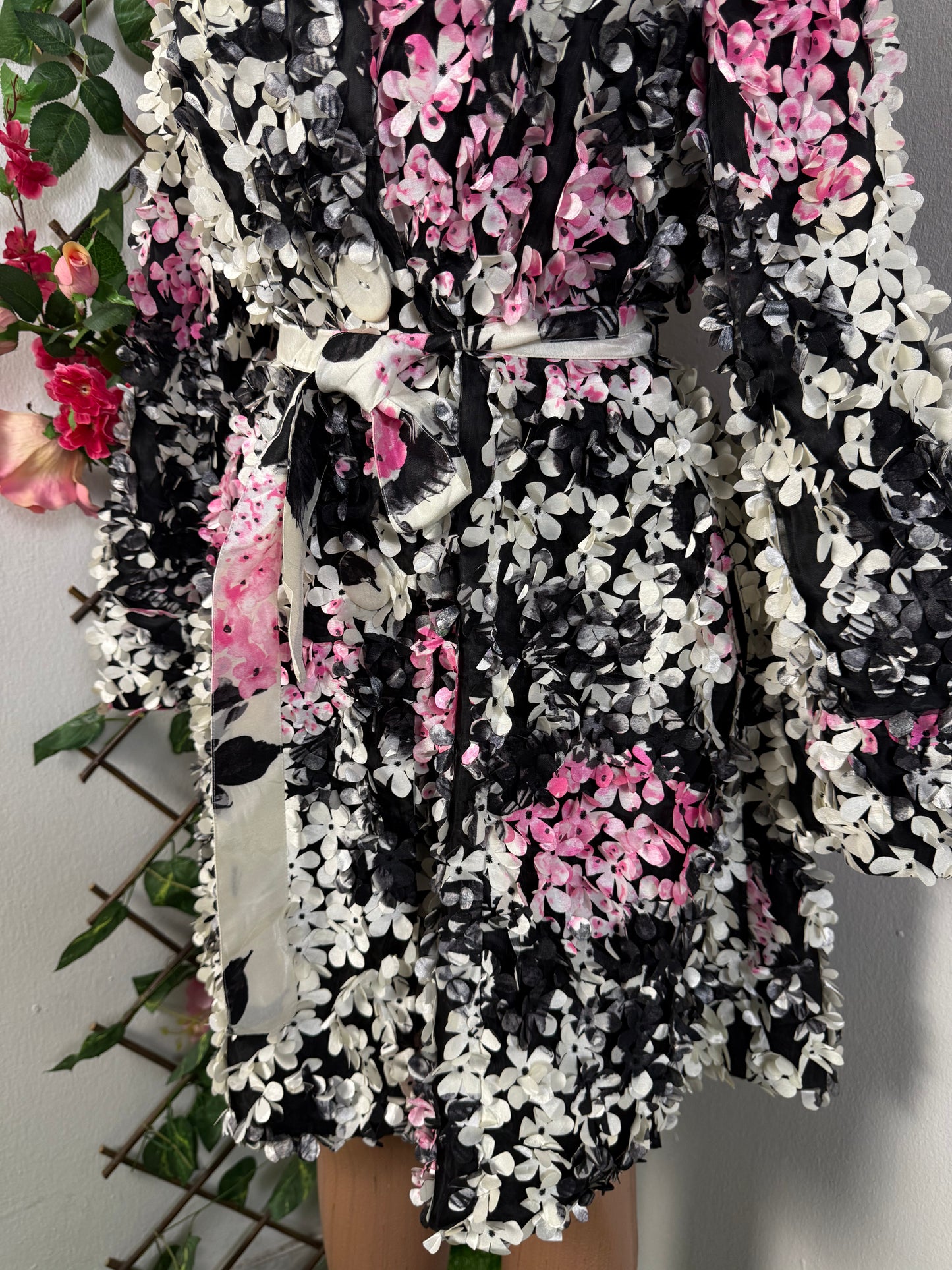 Robe mentaux courte ceinture avec de fleure