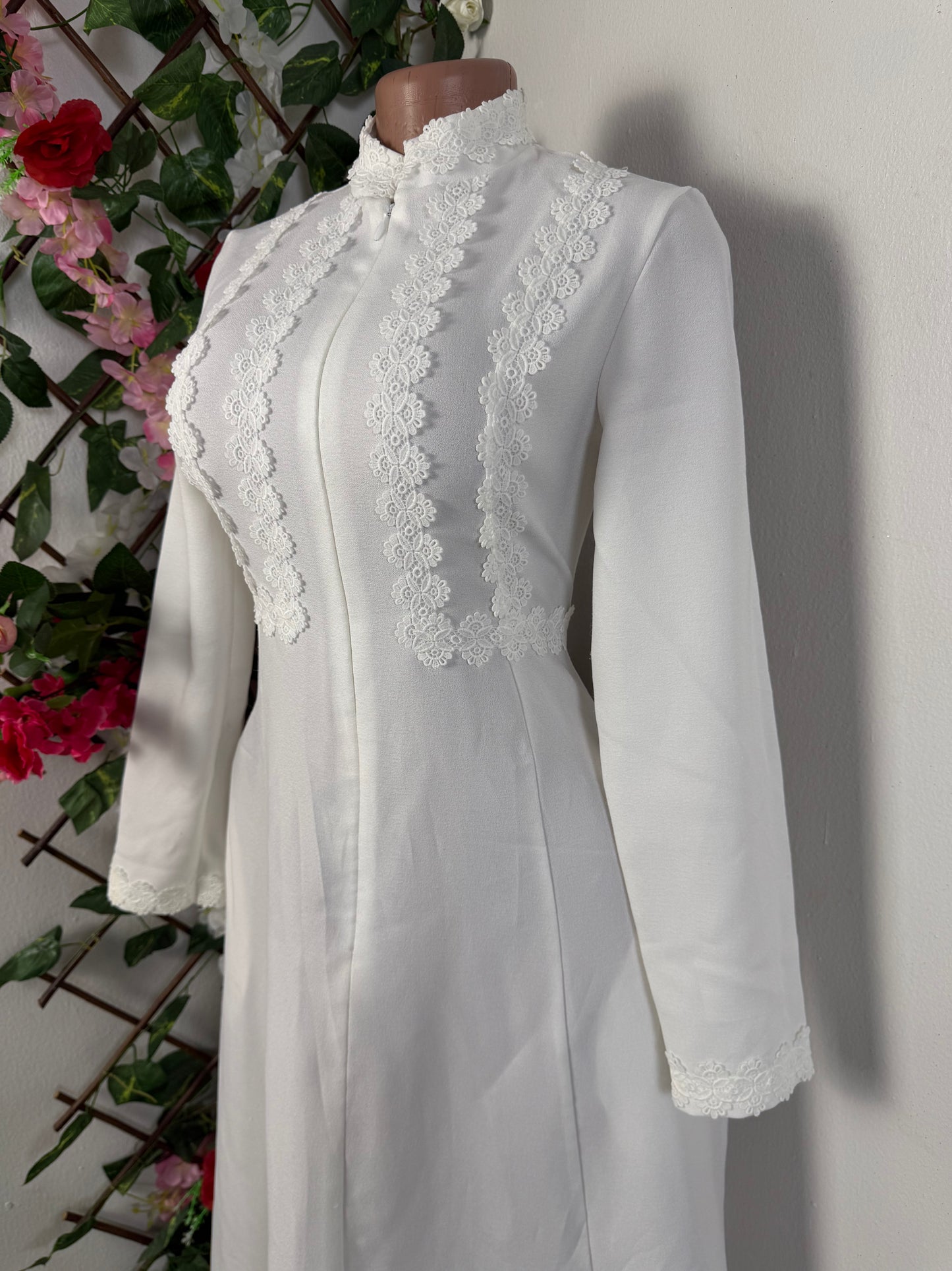 Robe longue cintrée a colle mao manche longue