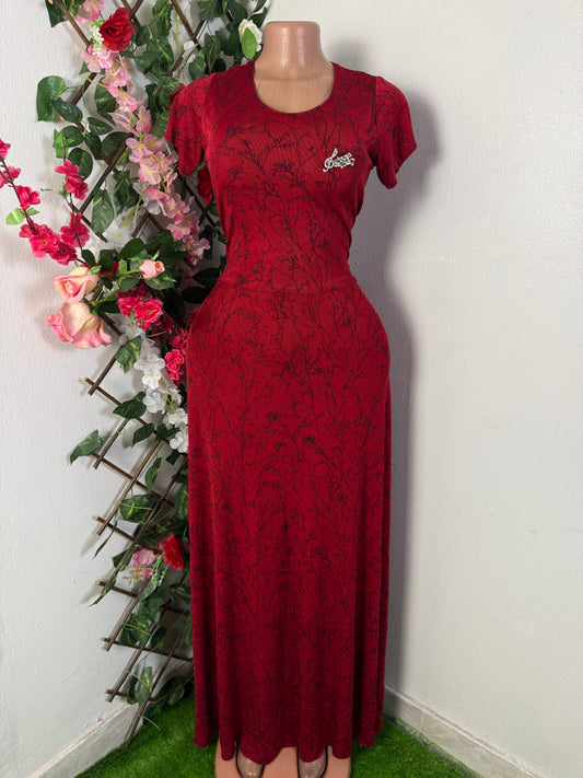 Robe longue cintrer a courte manche