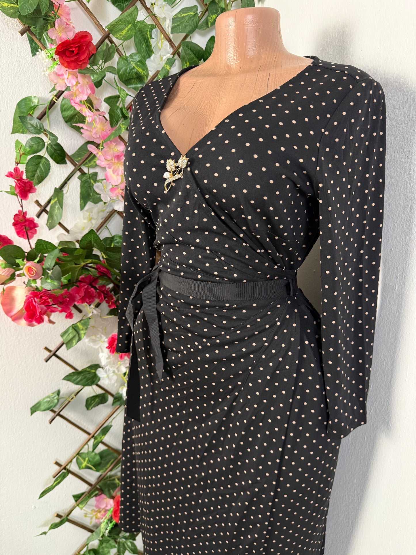 Robe mi longue croisée manche longue