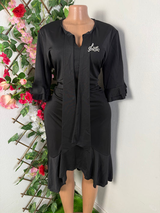Robe décontracté mi longue à a noeud manche courte