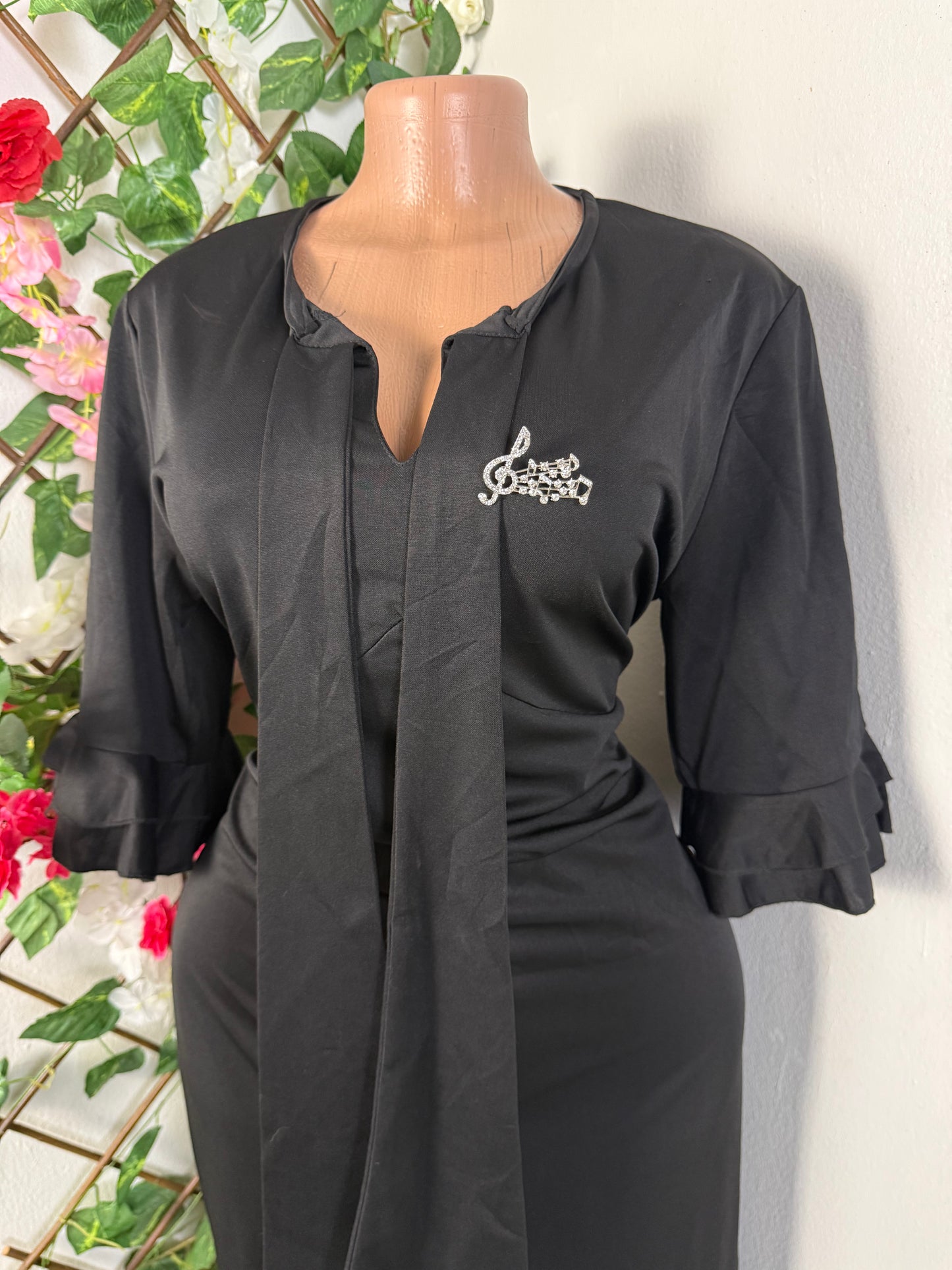 Robe décontracté mi longue à a noeud manche courte