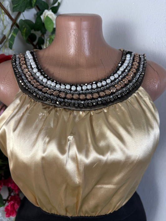Robe moulante courte top en satin avec de pierre