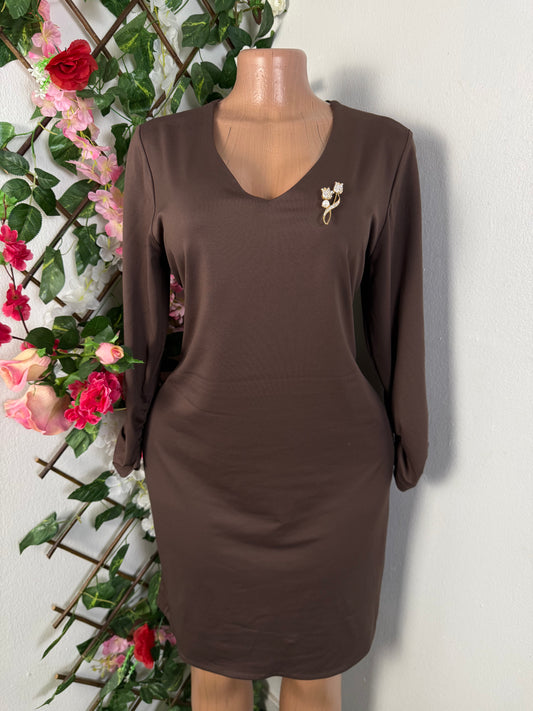 Robe droite mi longue a manche longue