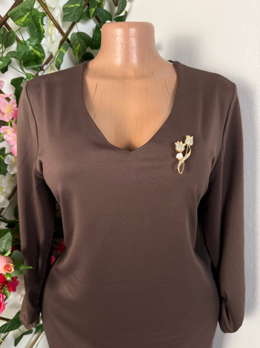 Robe droite mi longue a manche longue
