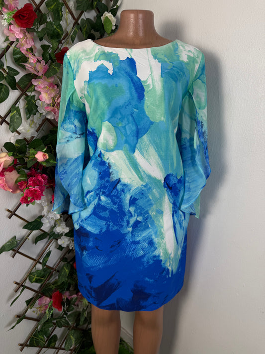 Robe mi longue manche en voile fendu