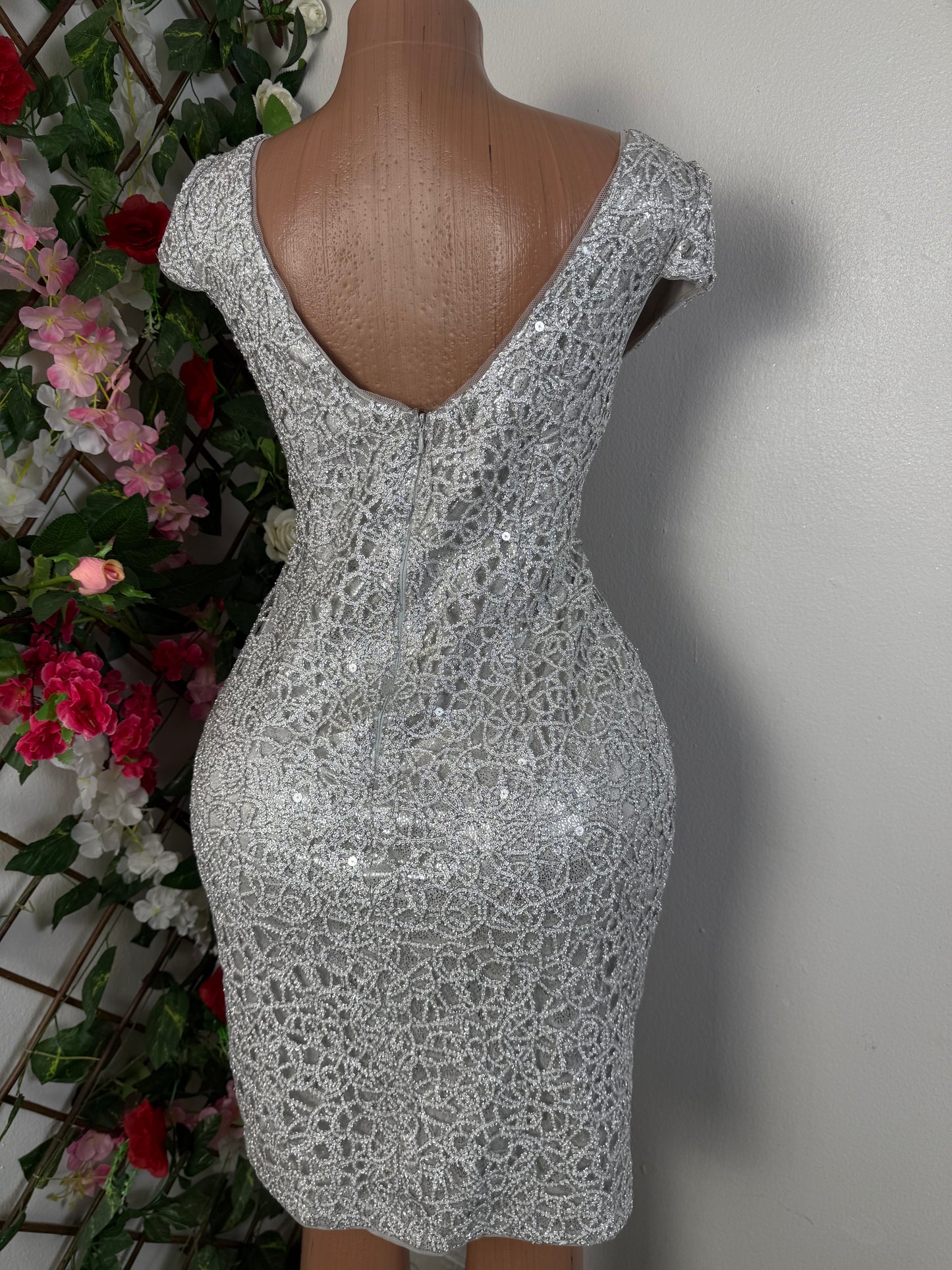 Robe moulante courte en maille blanc