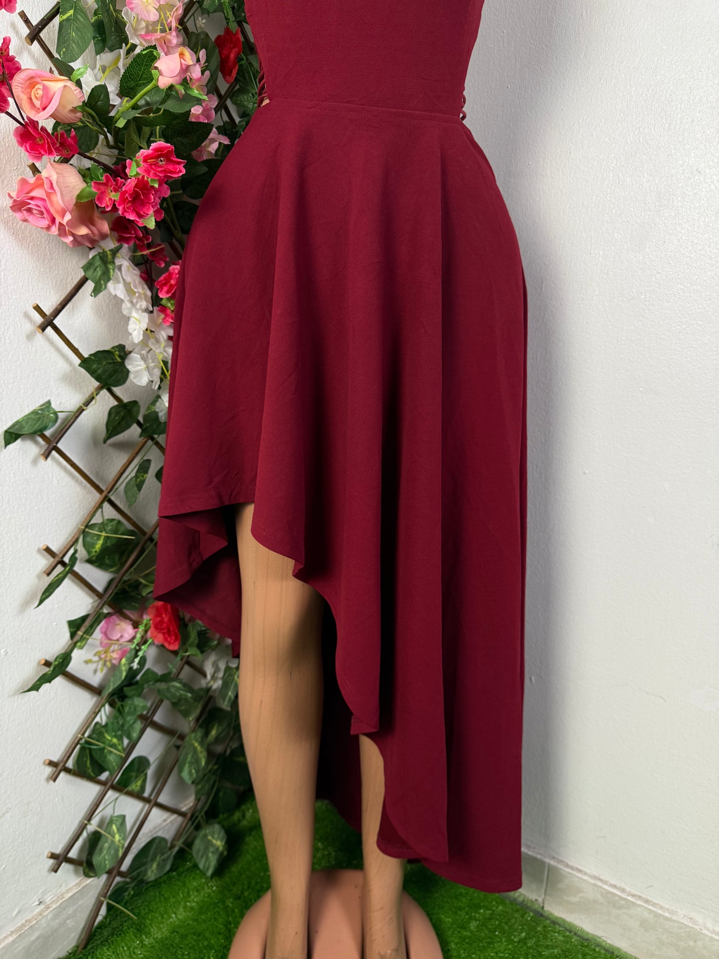 Robe evasee sans manche dos en ficelle