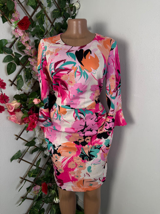 Robe fleurie courte manche longue evasee