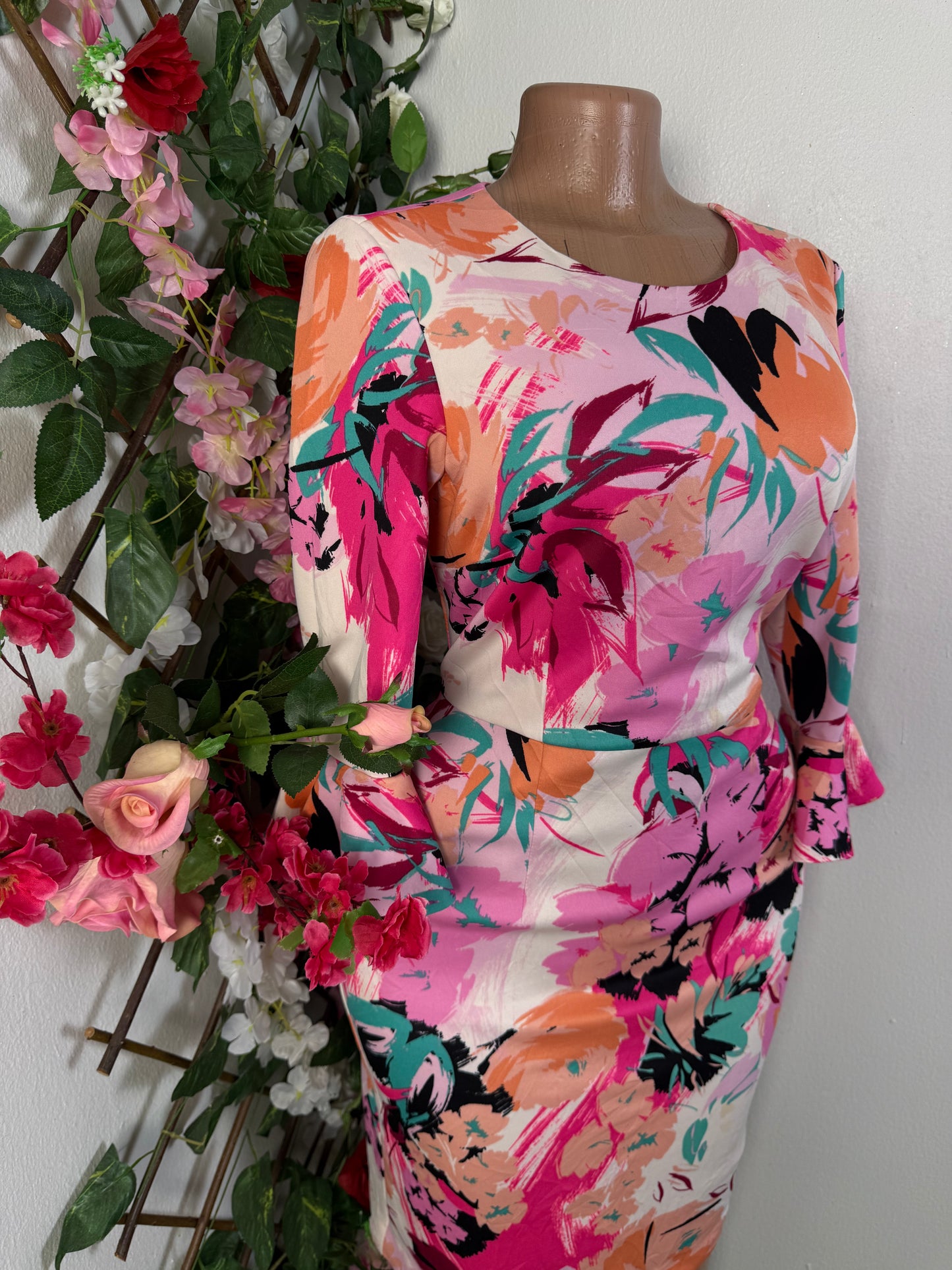 Robe fleurie courte manche longue evasee