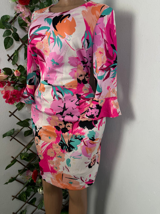 Robe fleurie courte manche longue evasee