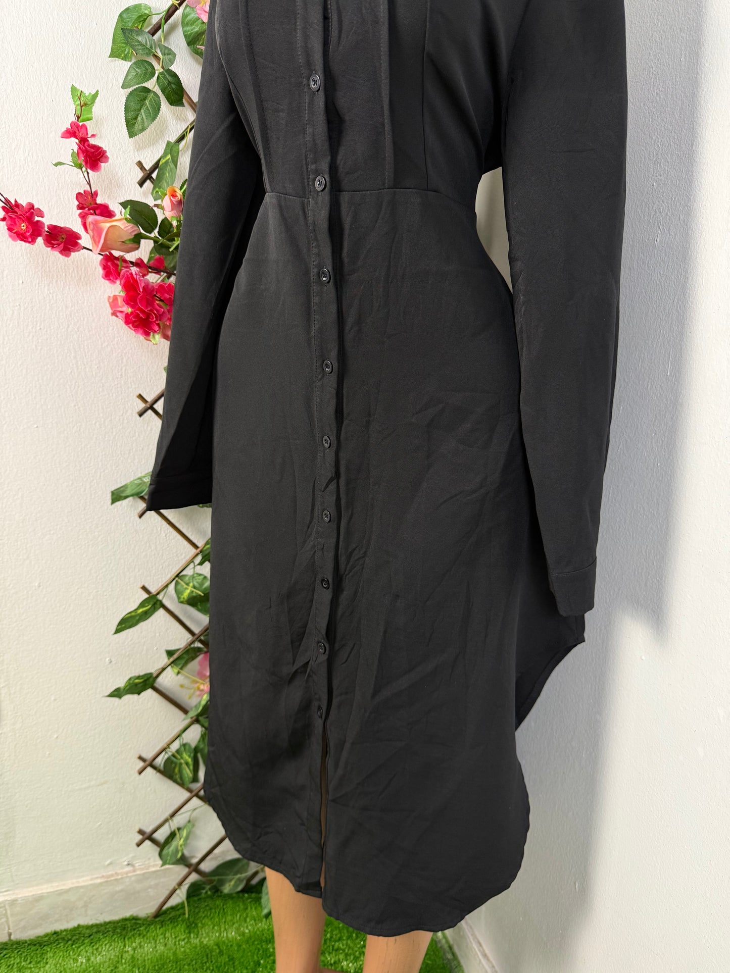 Robe chemise longue a colle mao