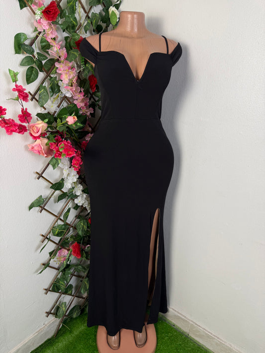 Robe longue moulante decollete bardeau