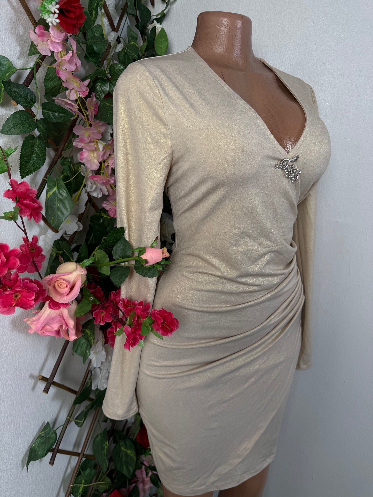 Robe soirées croisée manche longue